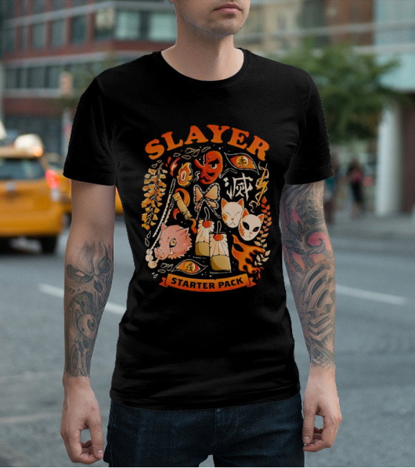 Slayer Starter Pack Kimetsu No Yaiba Symbols And Masks Collection T-Shirt