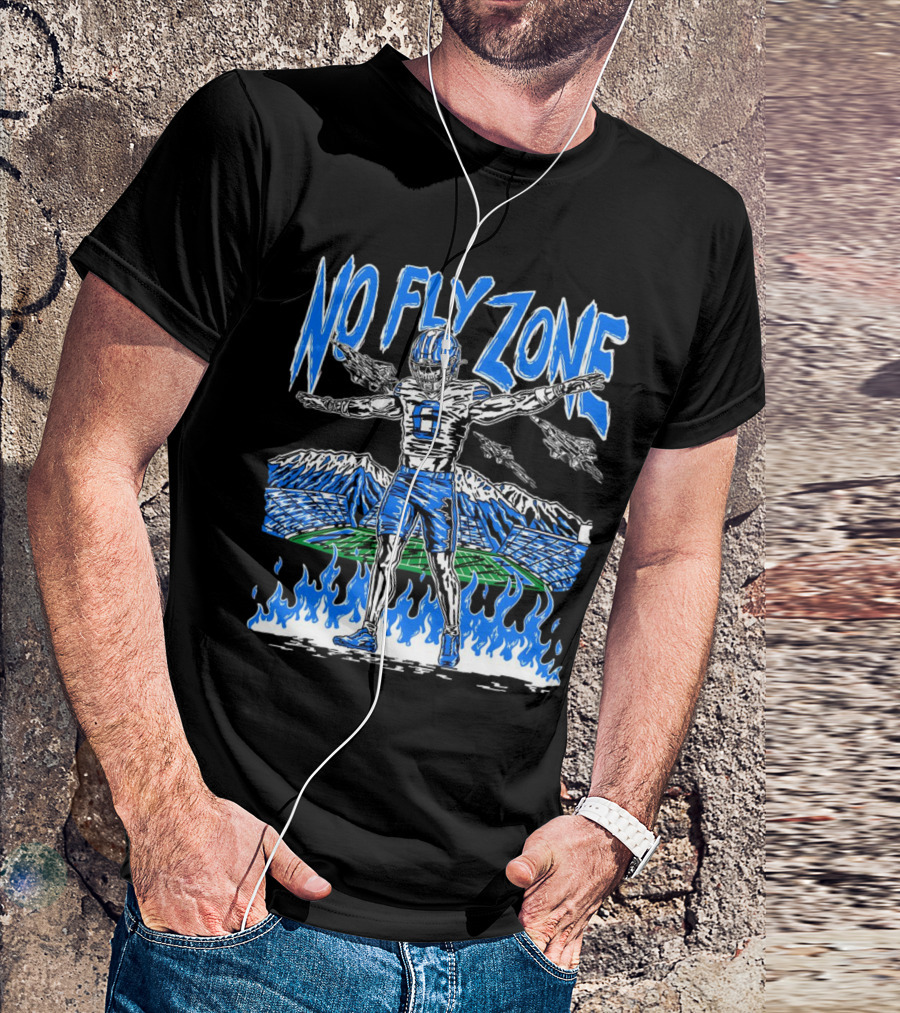 BYU Football Skeleton No Fly Zone Airplanes Mountains Flames T-Shirt