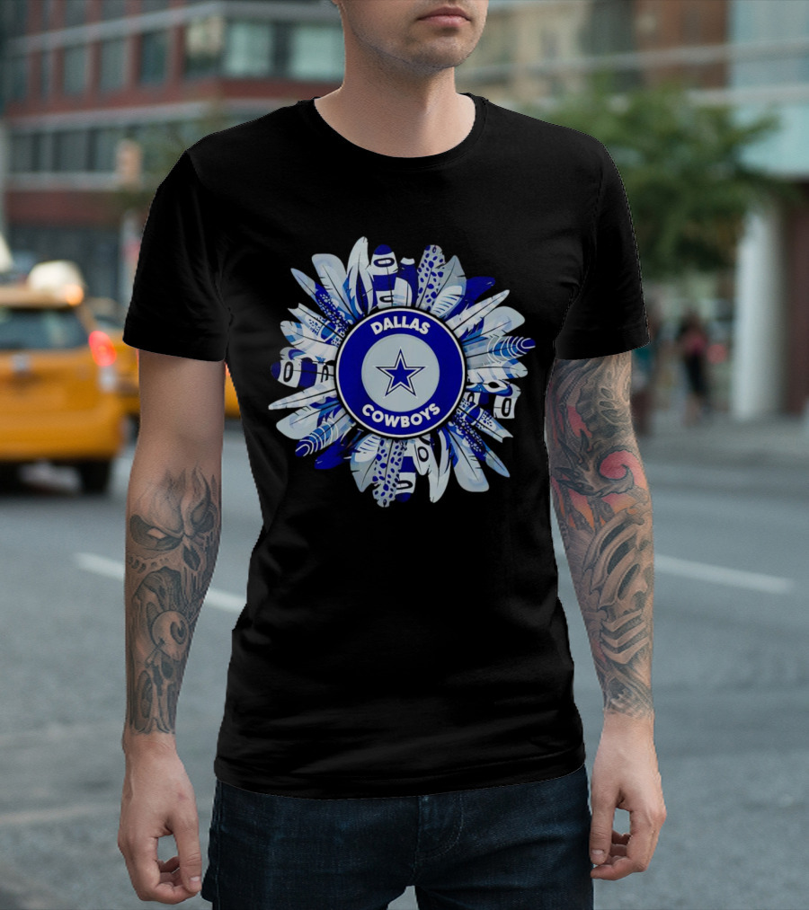 Dallas Cowboys Star Logo with Blue and White Feather Circle T-Shirt