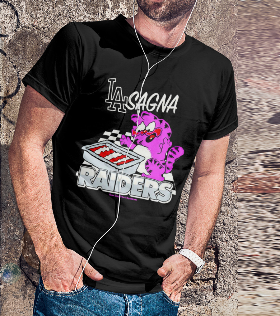 Garfield Lasagna Raiders LA Pink Cat Northumberland T-Shirt