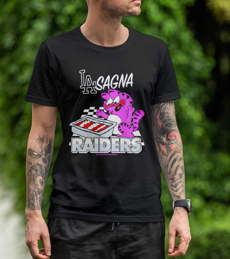 Garfield Lasagna Raiders LA Pink Cat Northumberland T-Shirt