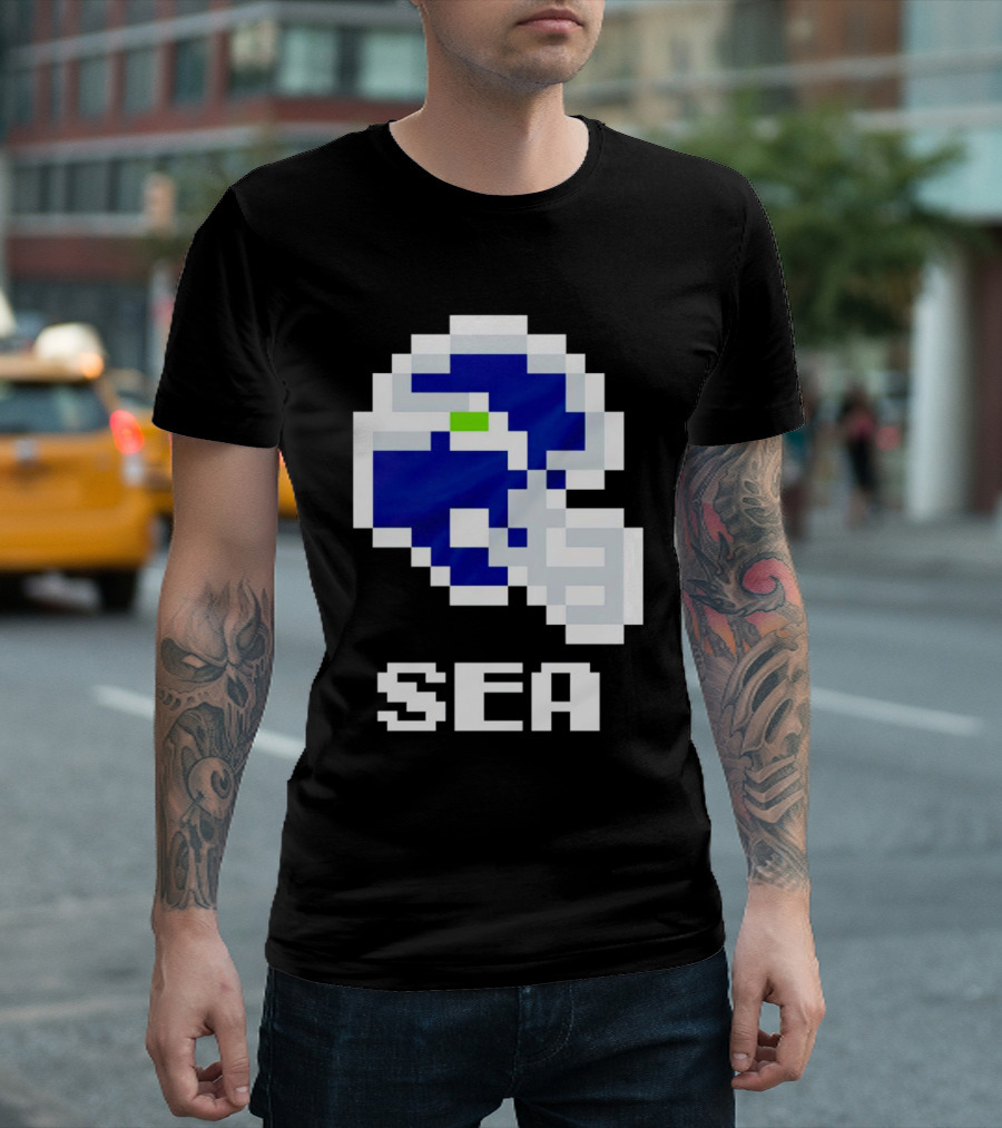 Seahawks Helmet SEA Pixel T-Shirt