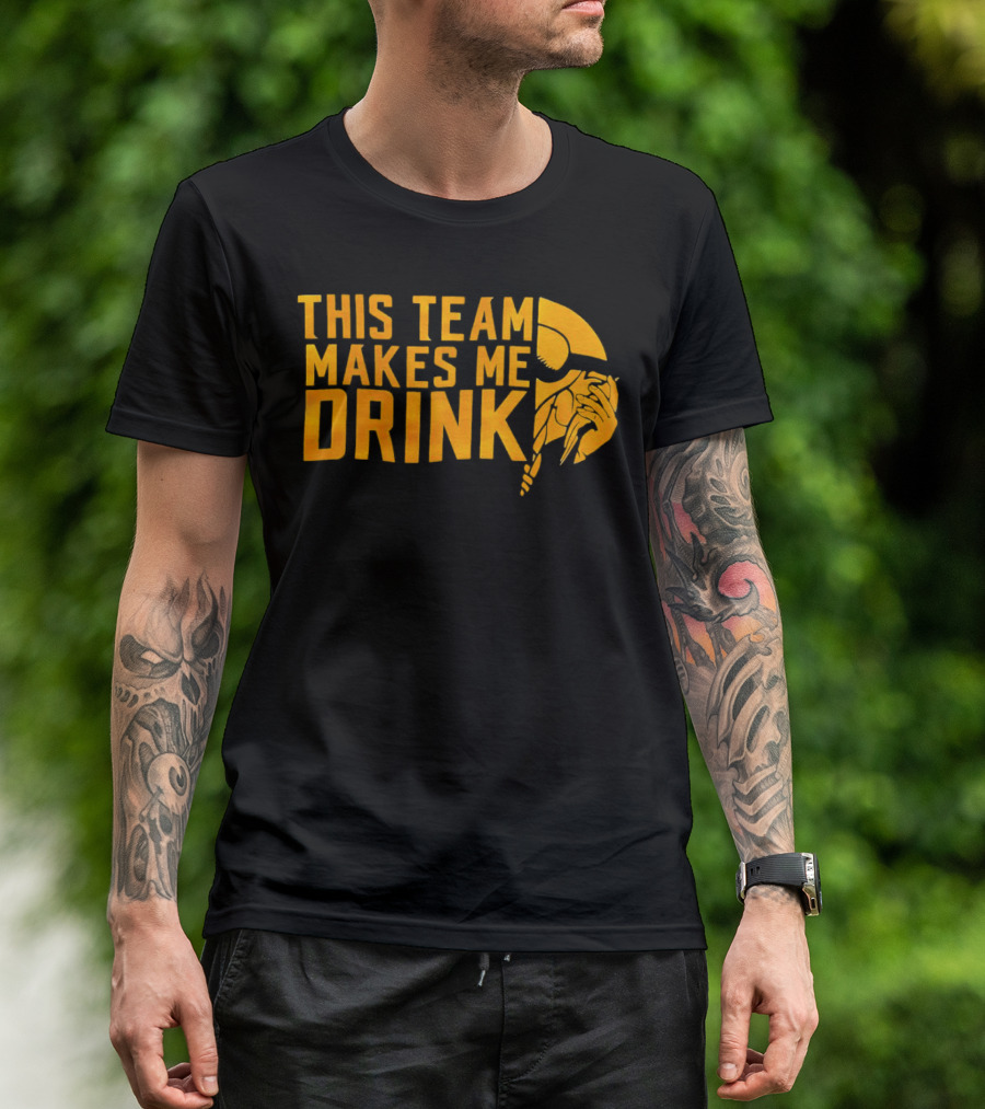 Minnesota Vikings This Team Makes Me Drink Viking Helmet T-Shirt