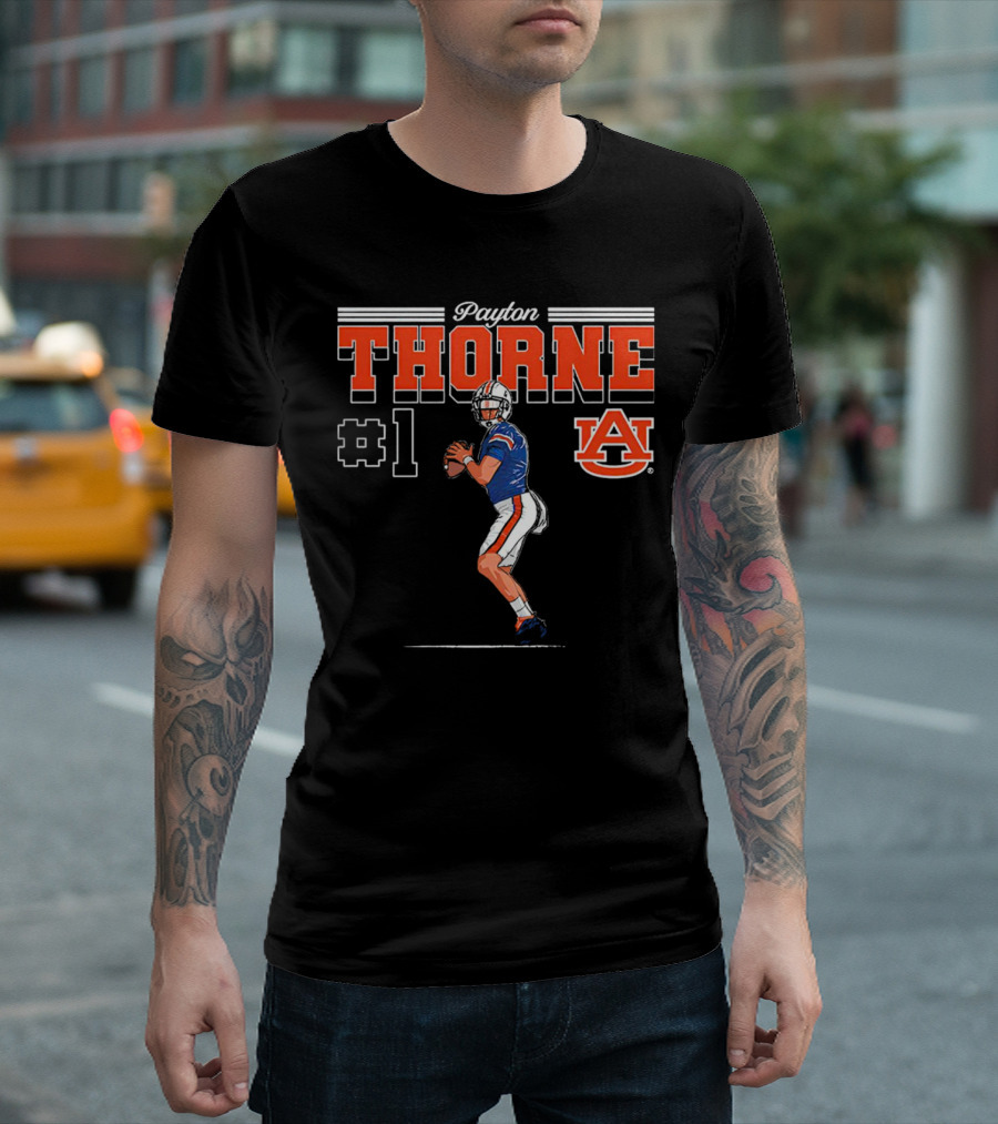 Payton Thorne #1 Auburn Tigers NCAA Football Caricature T-Shirt