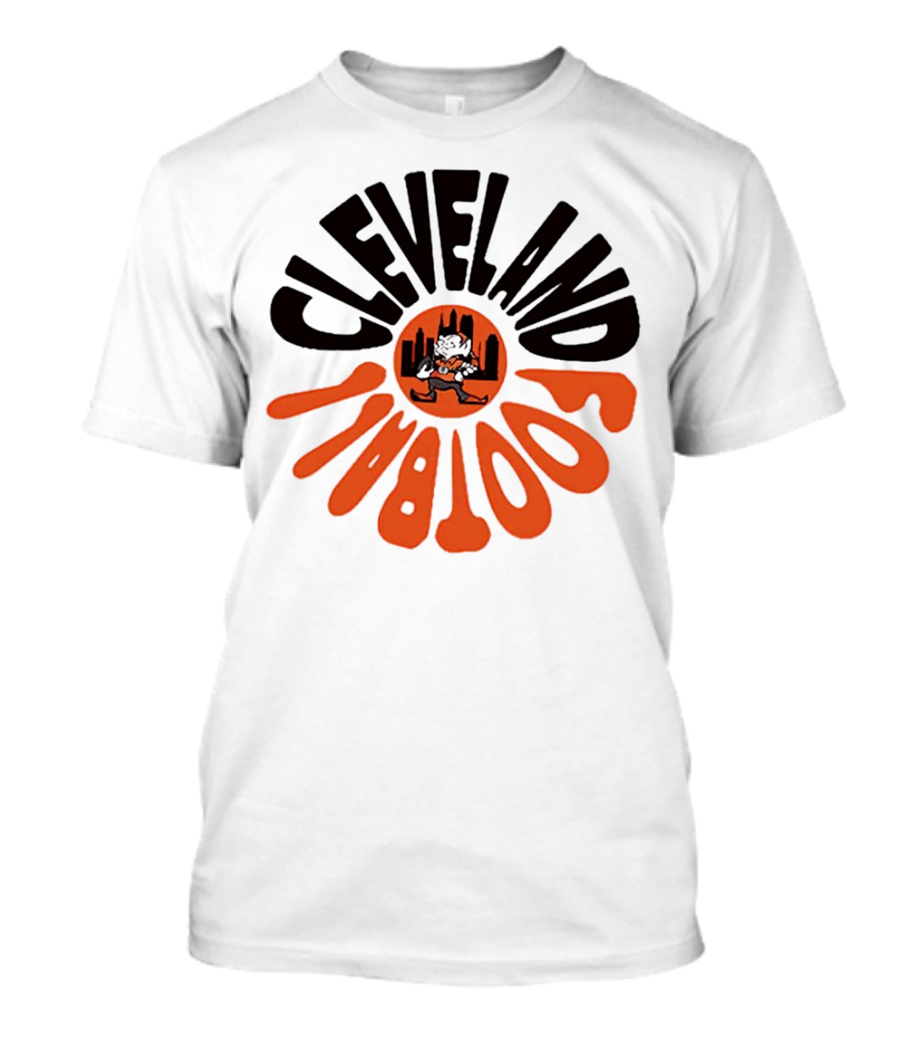 Cleveland Browns Football Retro Logo With Elf And Skyline T-Shirt