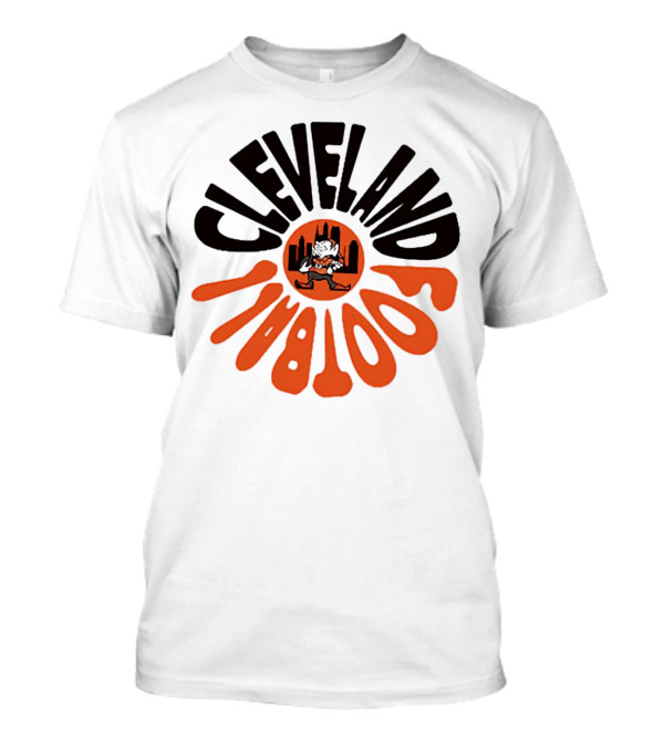 Cleveland Browns Football Retro Logo With Elf And Skyline T-Shirt