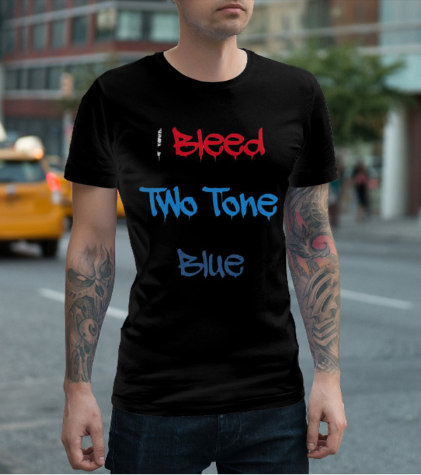 I Bleed Two Tone Blue Dripping Graffiti T-Shirt