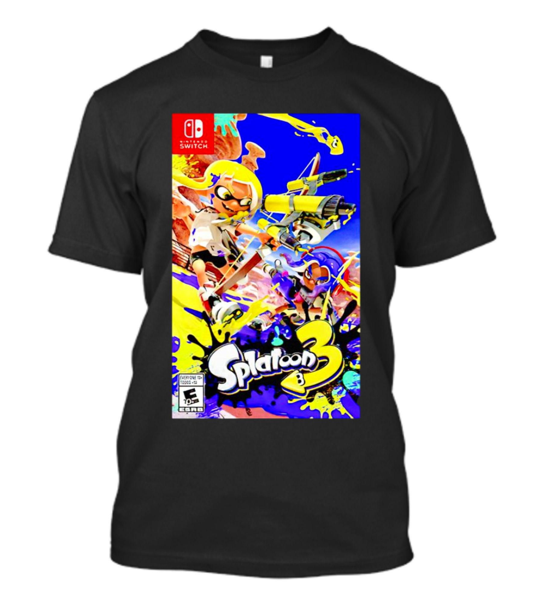 Nintendo Switch Splatoon 3 Box Art Colorful Ink Battle T-Shirt