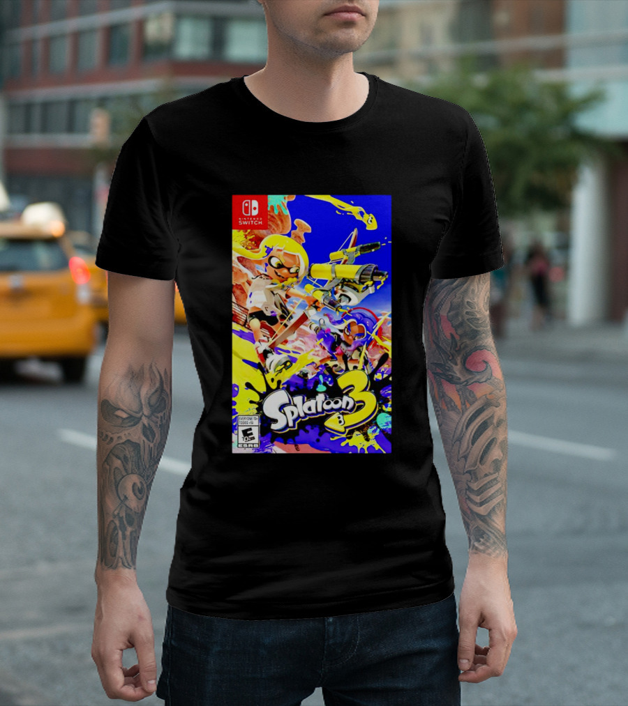 Nintendo Switch Splatoon 3 Box Art Colorful Ink Battle T-Shirt