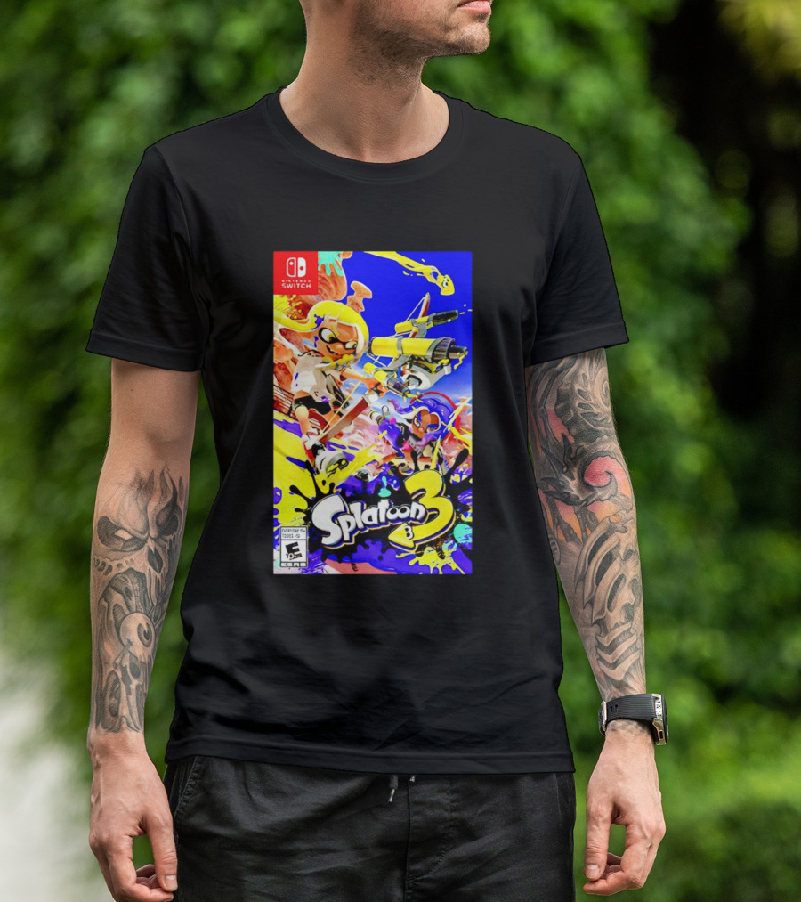 Nintendo Switch Splatoon 3 Box Art Colorful Ink Battle T-Shirt