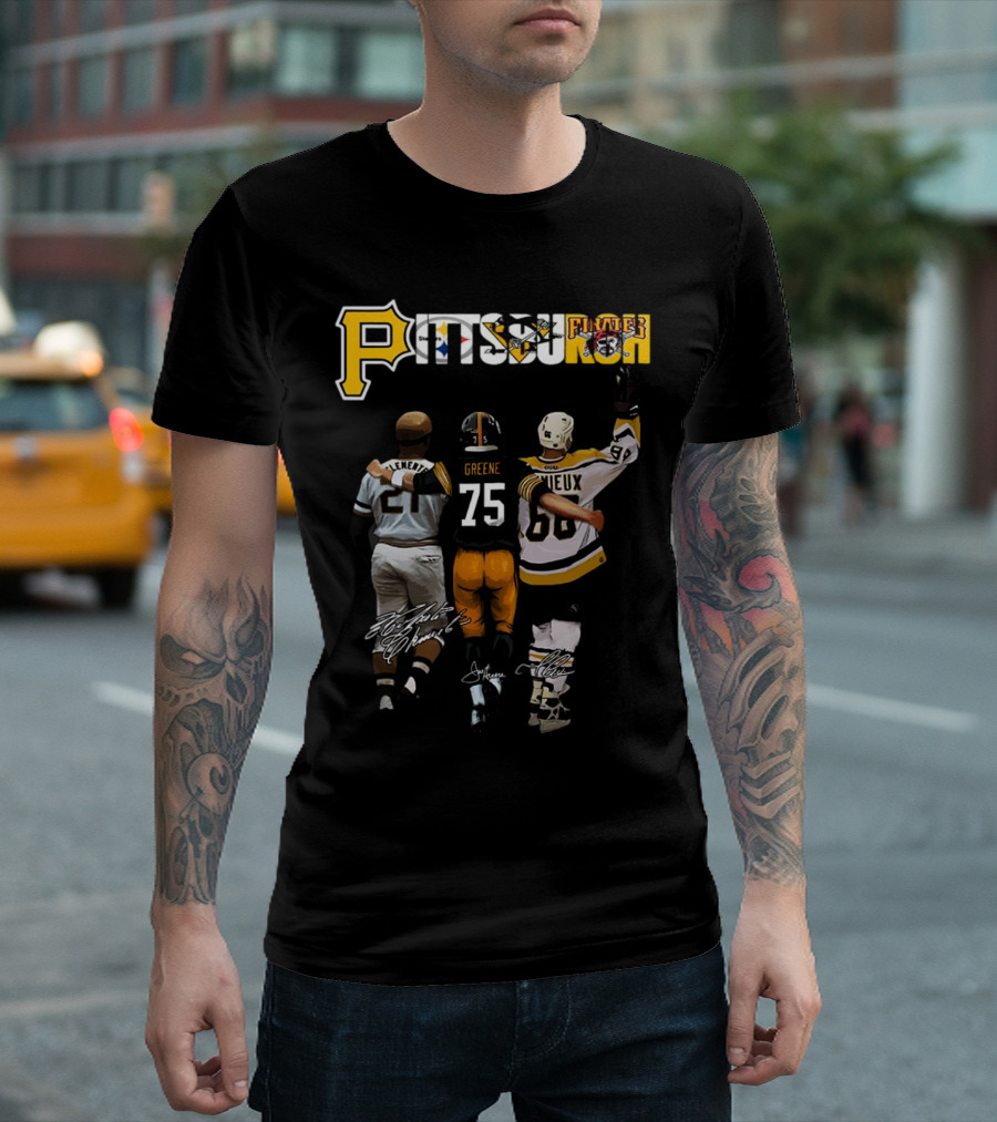 Pittsburgh Sports Legends Clemente Greene Lemieux Signatures T-Shirt