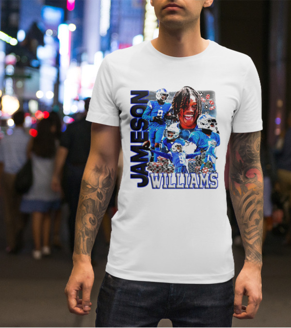 Jameson Williams Detroit Lions Football NFL Athlete Montage T-Shirt