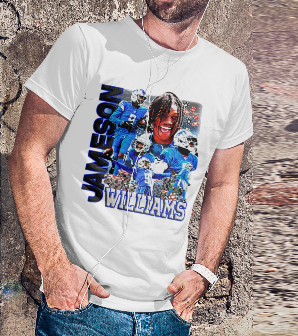 Jameson Williams Detroit Lions Football NFL Athlete Montage T-Shirt