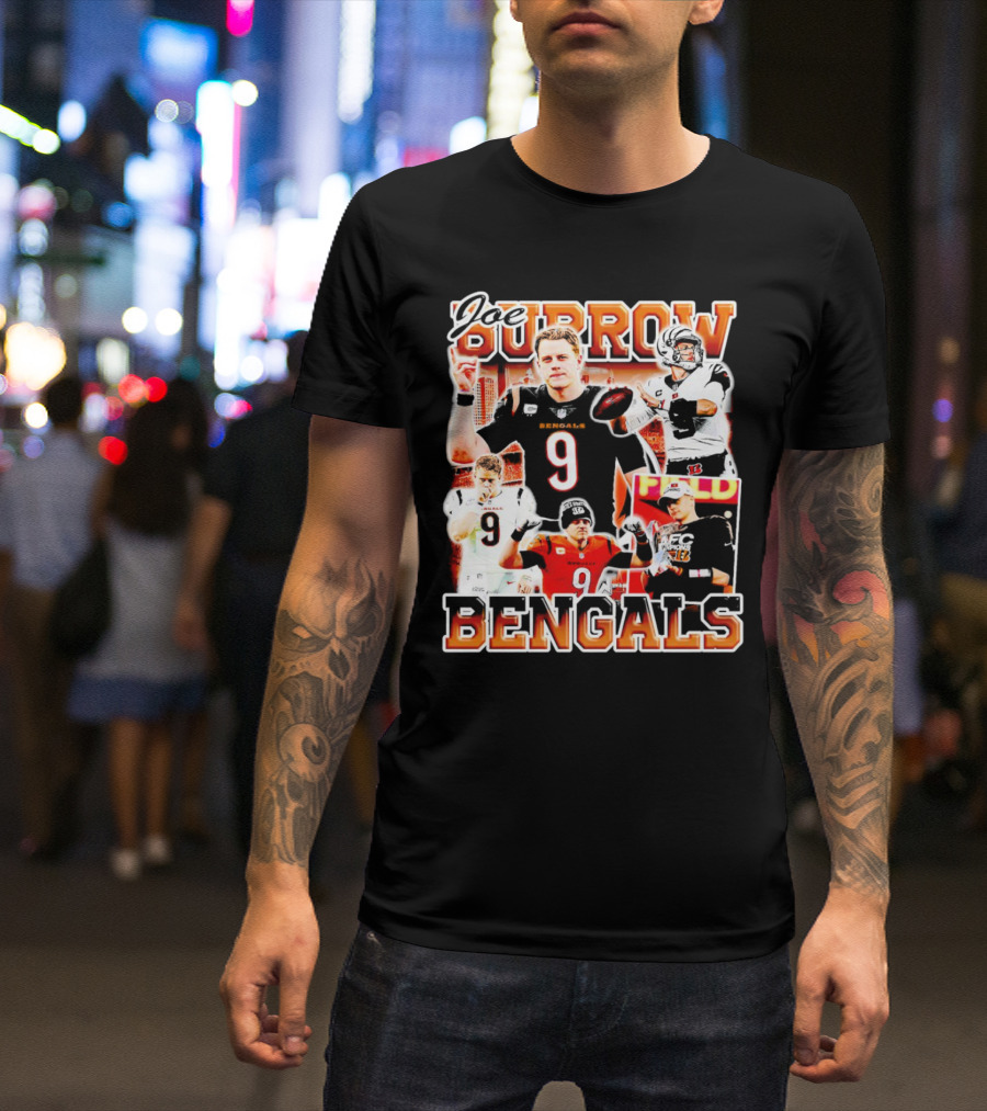 Joe Burrow Bengals Legends Number 9 Quarterback Cincinnati NFL Stars T-Shirt