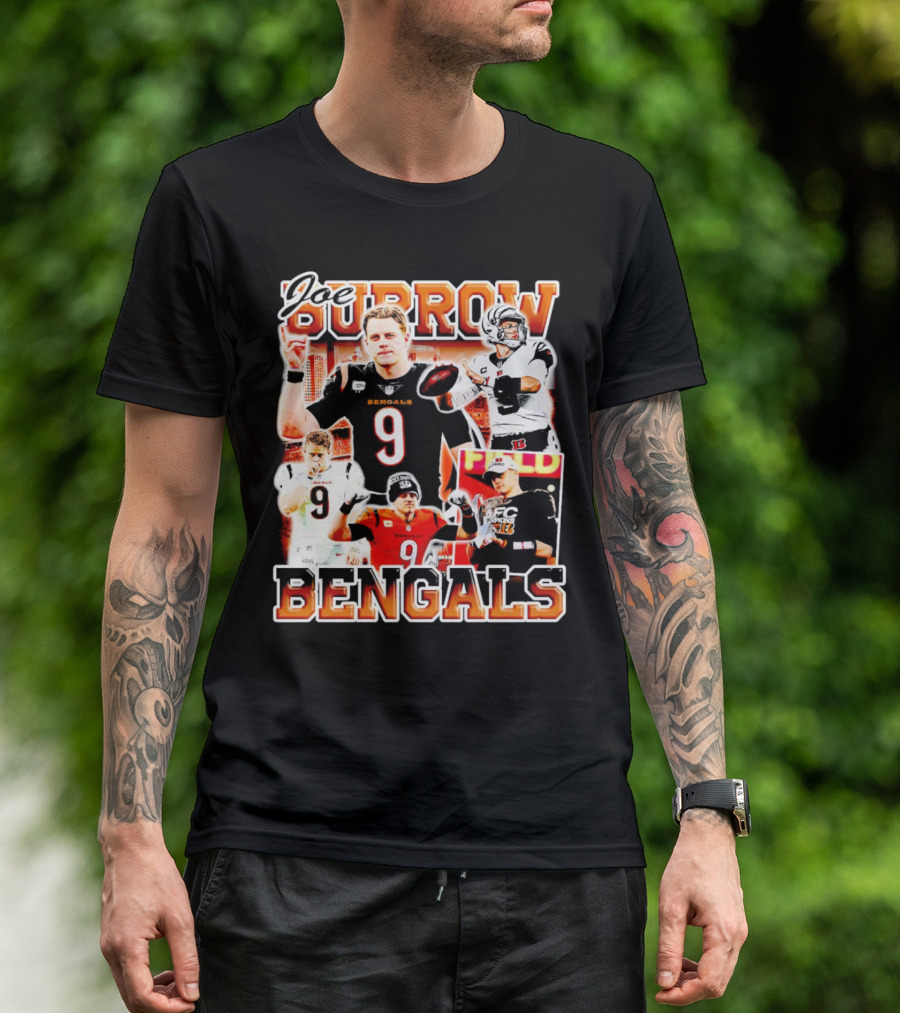 Joe Burrow Bengals Legends Number 9 Quarterback Cincinnati NFL Stars T-Shirt