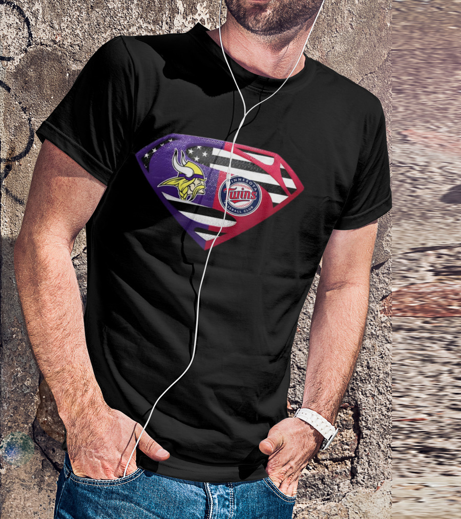 Minnesota Vikings Twins Superman Crossover Emblem T-Shirt