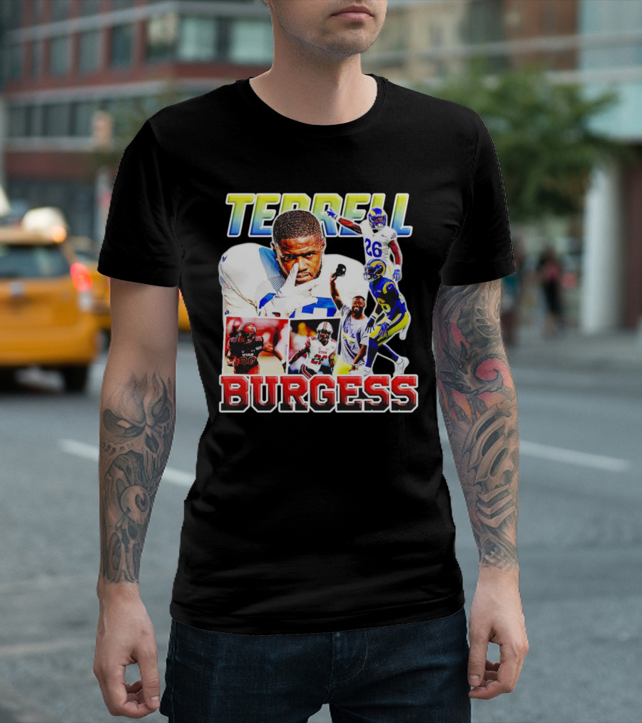 Terrell Burgess Los Angeles Rams Football Collage T-Shirt