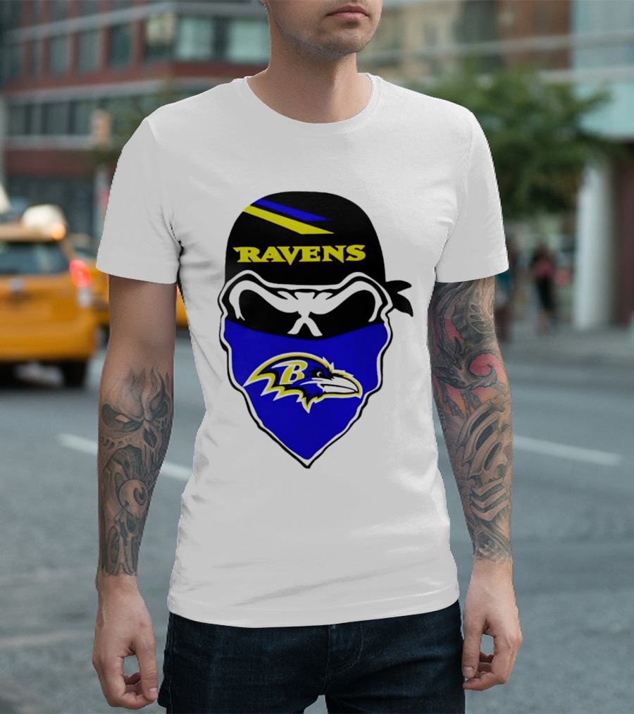 Ravens Skull Bandana Logo Baltimore Ravens T-Shirt