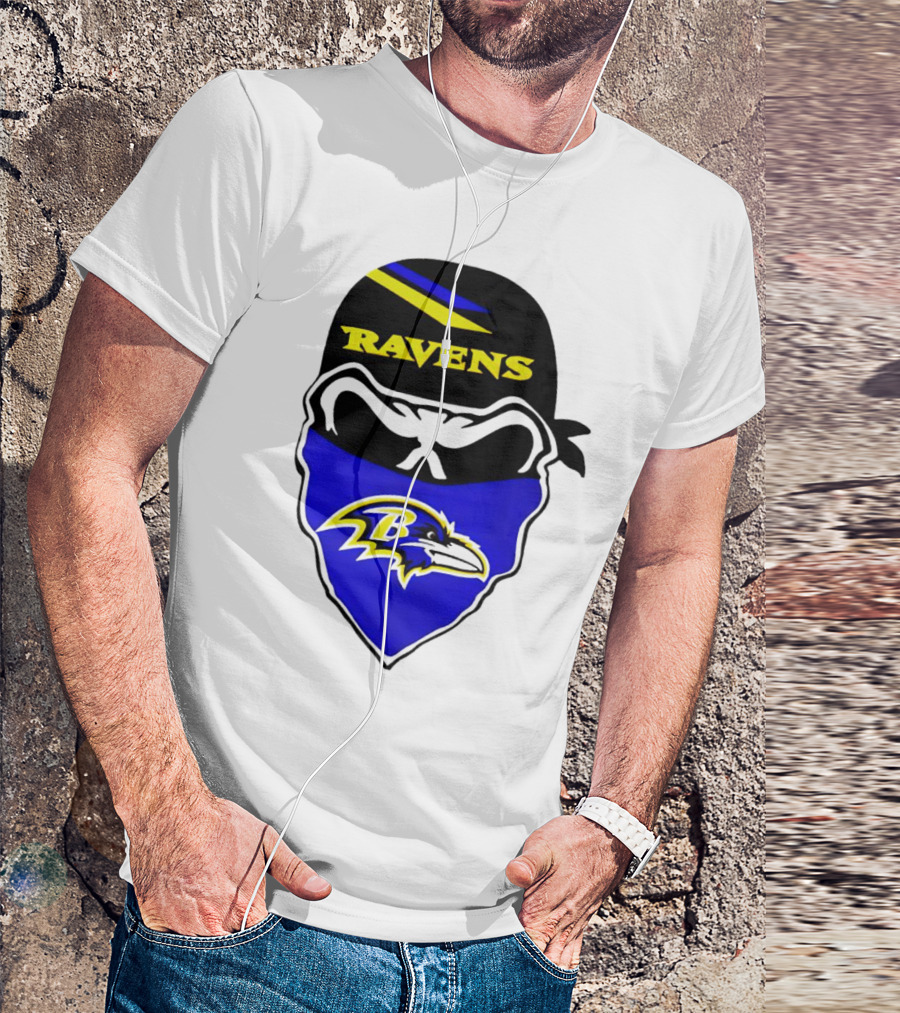 Ravens Skull Bandana Logo Baltimore Ravens T-Shirt