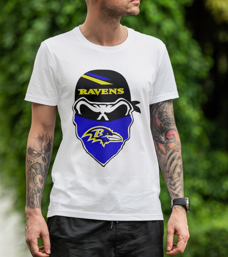 Ravens Skull Bandana Logo Baltimore Ravens T-Shirt