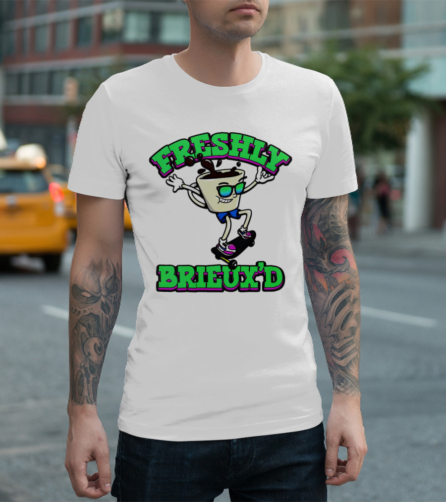 Freshly Brieux'd Skateboarding Cup Character T-Shirt
