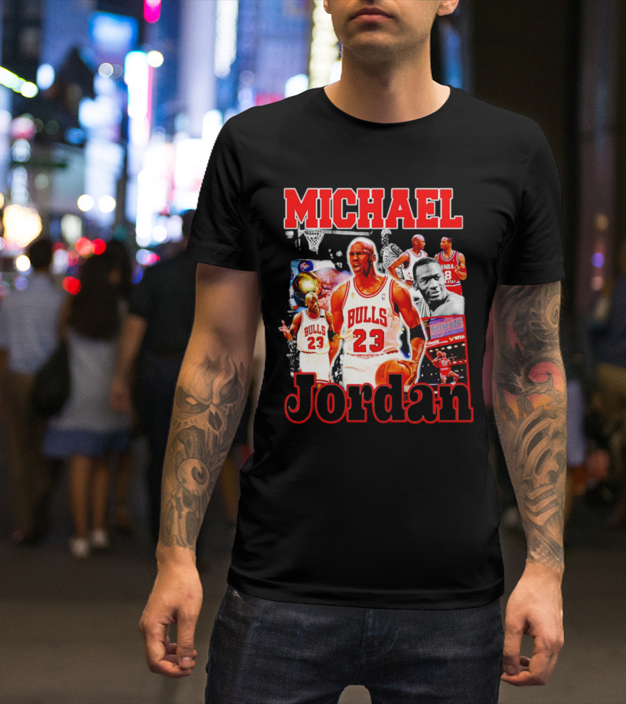 Michael Jordan Bulls 23 Basketball Legend Collage T-Shirt