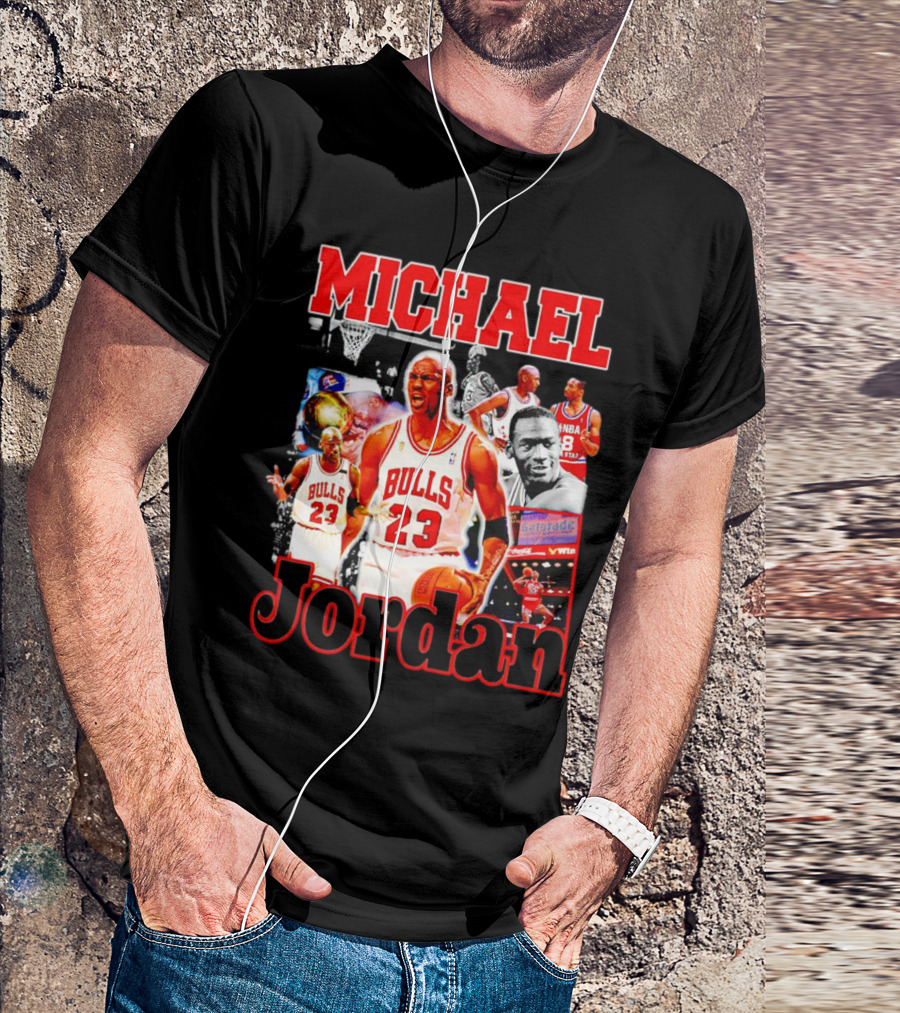 Michael Jordan Bulls 23 Basketball Legend Collage T-Shirt