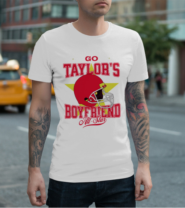 Go Taylor's Boyfriend All-Star Red Helmet Kansas City Chiefs T-Shirt