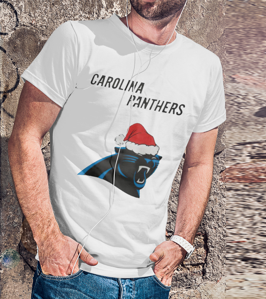 Carolina Panthers Christmas Santa Hat T-Shirt