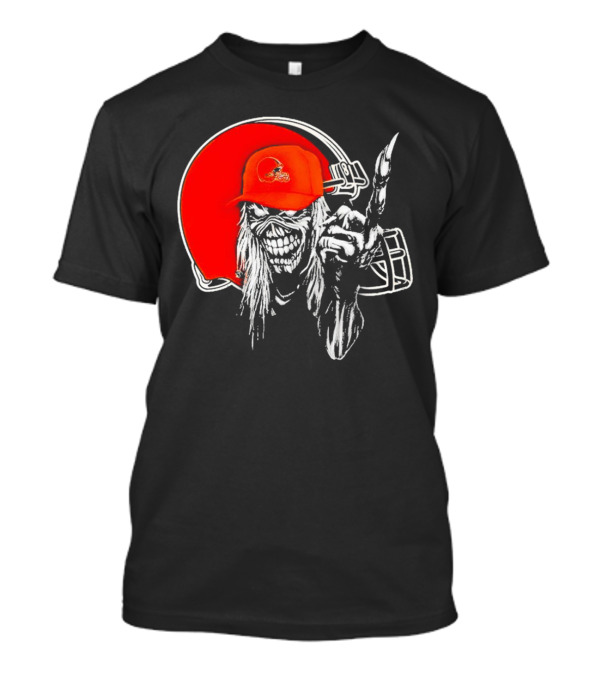 Cleveland Browns Skull With Helmet Halloween Football T-Shirt