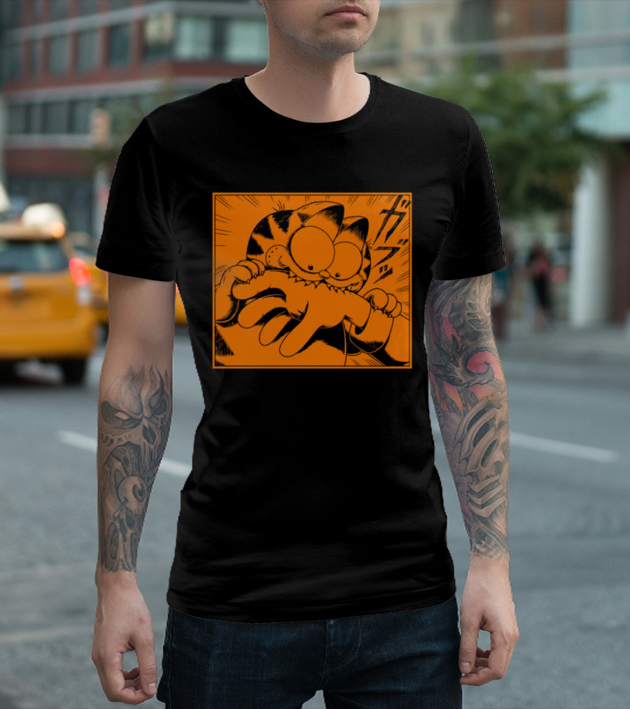 Garfield Manga Style Bite Hand Comic Panel T-Shirt