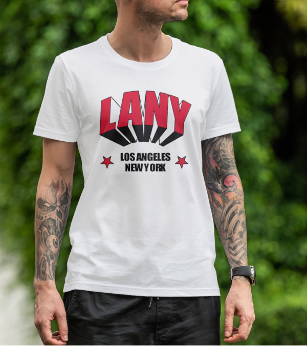LANY Los Angeles New York Bold Red Stars T-Shirt