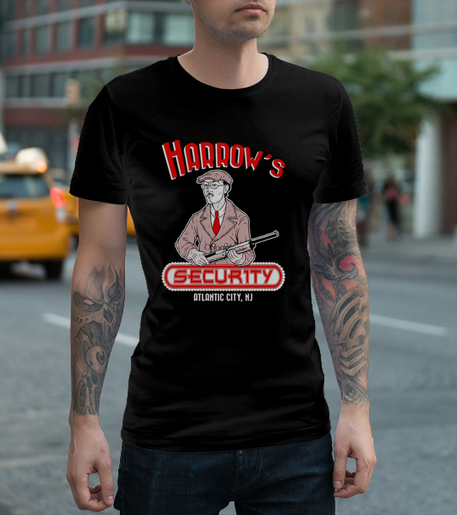Harrow's Security Atlantic City NJ Vintage Style Gangster T-Shirt