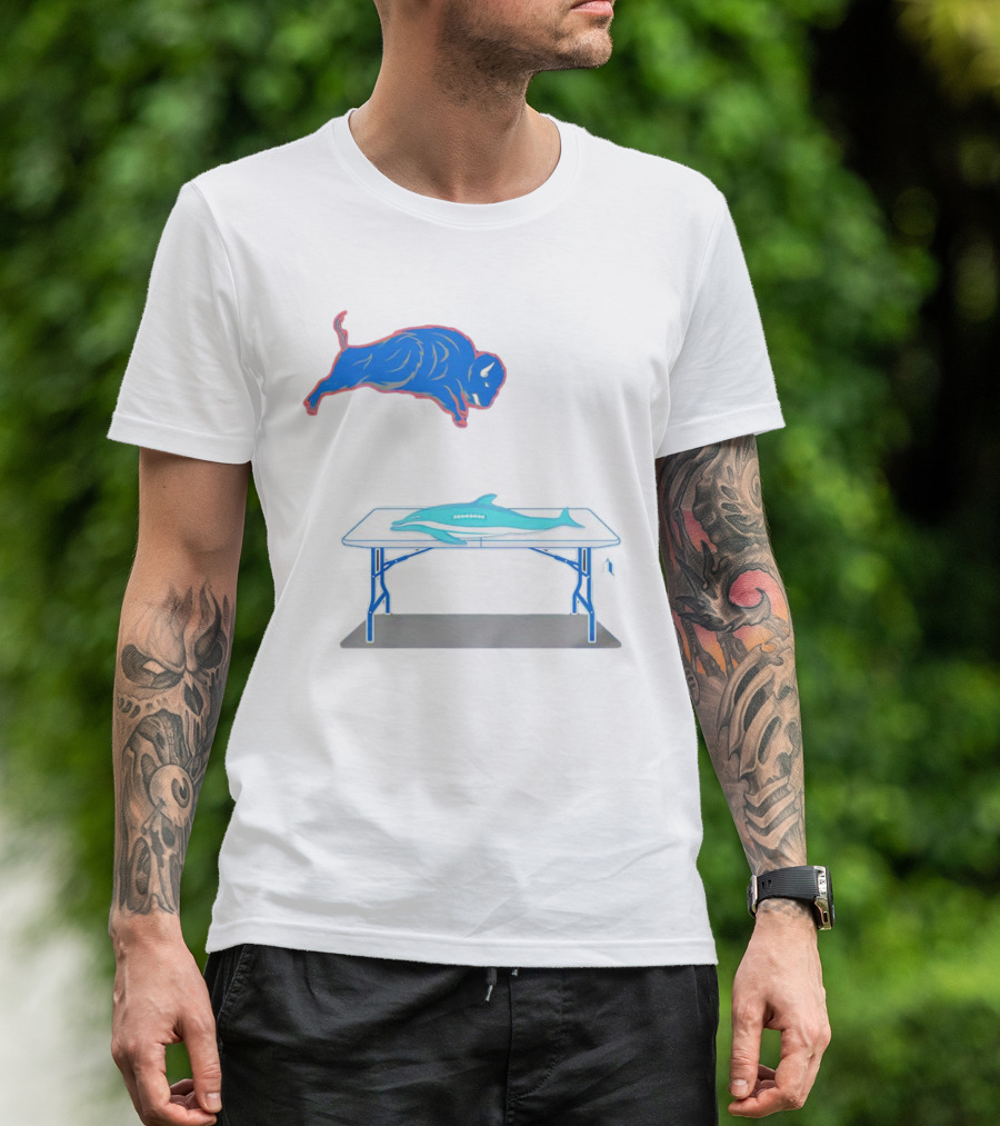 Buffalo Bills Jumping Over Table Miami Dolphins T-Shirt