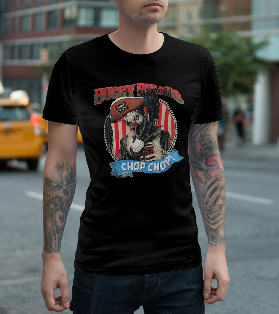 Buggy Pirates Chop Chop Stripe Pattern Clown with Red Hat T-Shirt