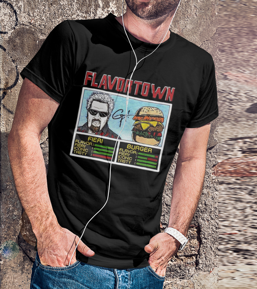 Flavortown Fieri Burger Flavor Fiery Iconic Tasty T-Shirt