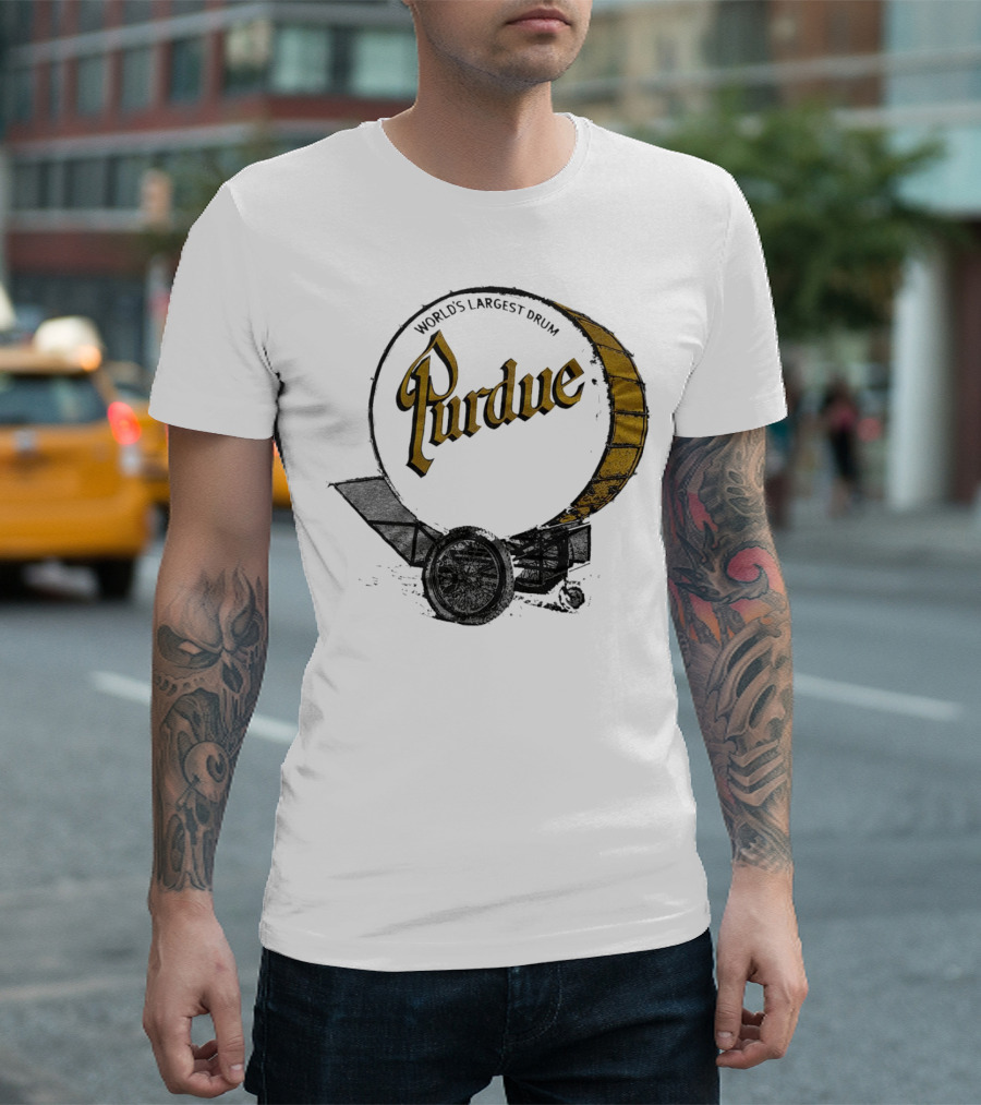 World's Largest Drum Purdue Black and Gold Band Heritage T-Shirt
