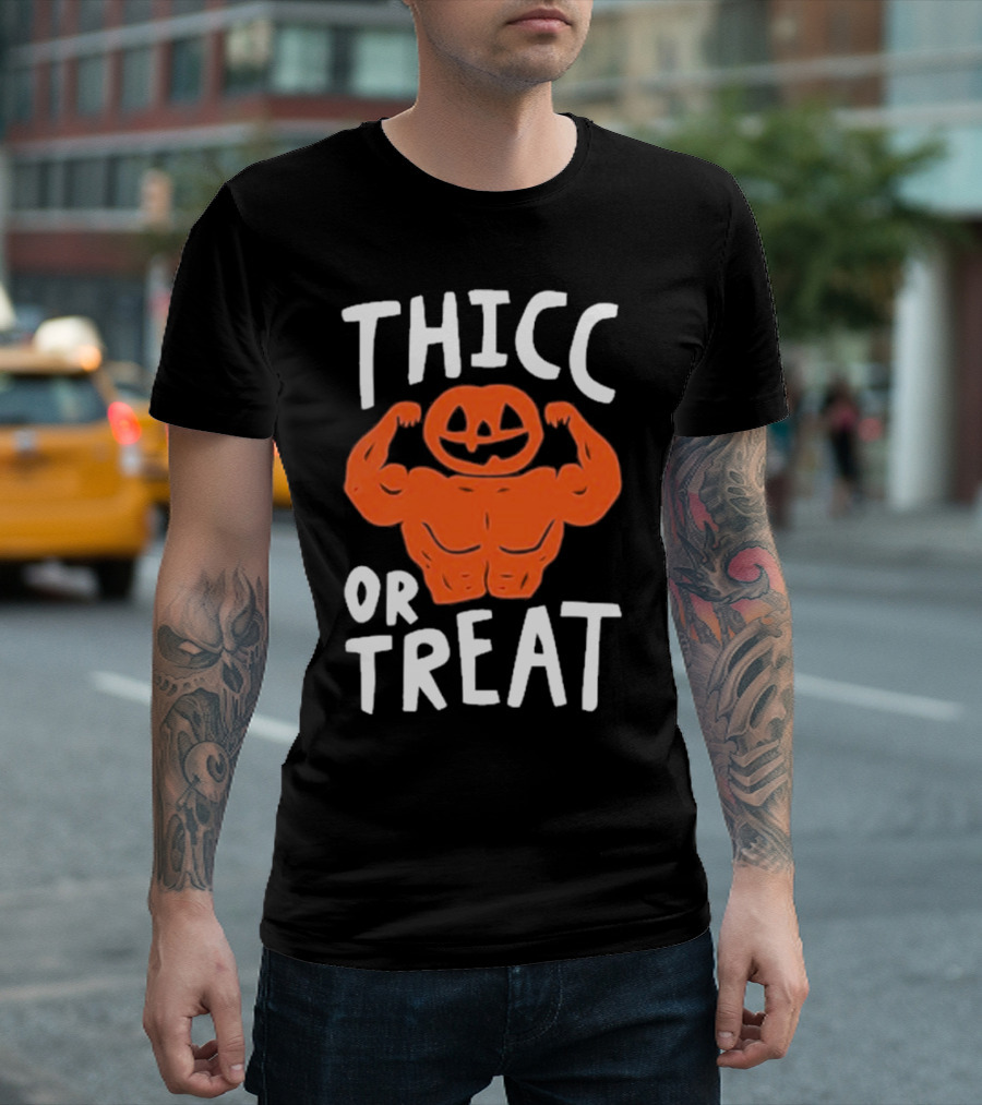 Bri Missbrisolo Thicc Or Treat Halloween Pumpkin Jack-O'-Lantern Bodybuilder T-Shirt