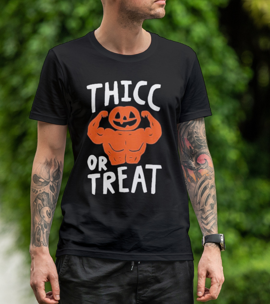 Bri Missbrisolo Thicc Or Treat Halloween Pumpkin Jack-O'-Lantern Bodybuilder T-Shirt