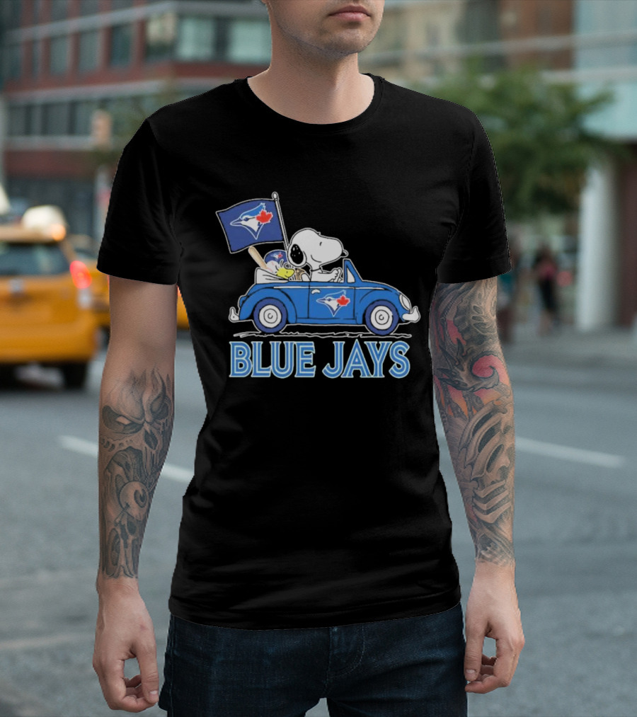 Snoopy Woodstock Toronto Blue Jays Car Blue Jays Flag T-Shirt