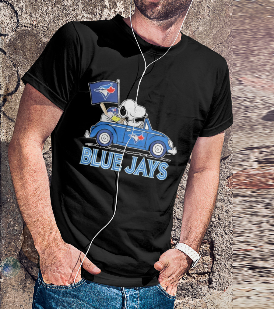 Snoopy Woodstock Toronto Blue Jays Car Blue Jays Flag T-Shirt
