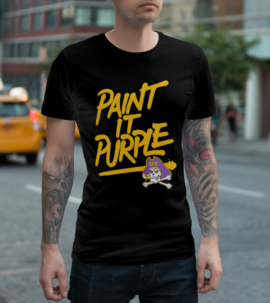 Paint It Purple Carolina ECU Pirates Skull T-Shirt