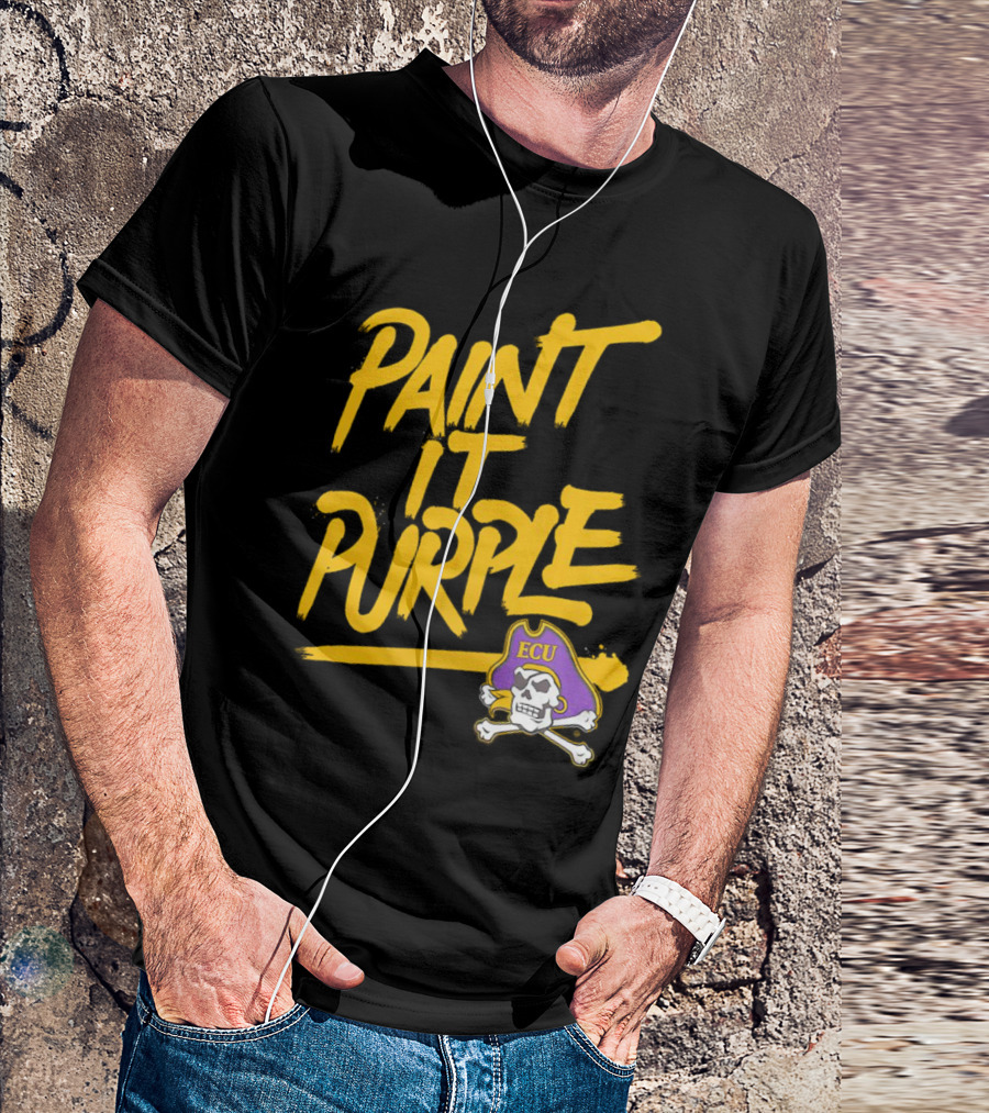 Paint It Purple Carolina ECU Pirates Skull T-Shirt