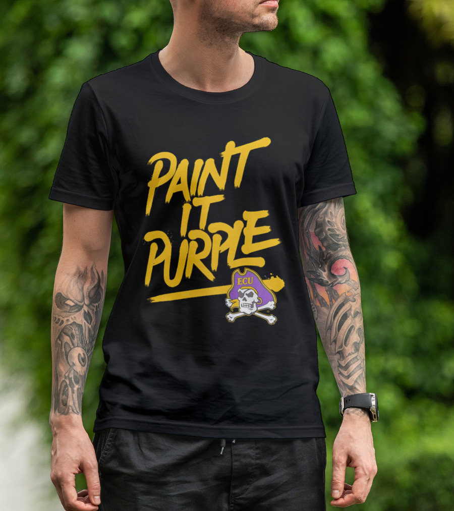 Paint It Purple Carolina ECU Pirates Skull T-Shirt