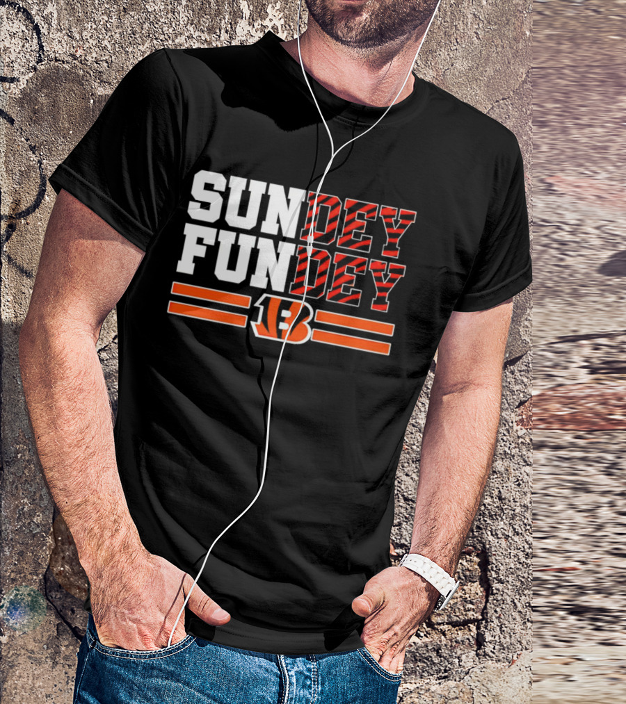 Cincinnati Bengals Sundey Funday B Logo Orange Stripes T-Shirt