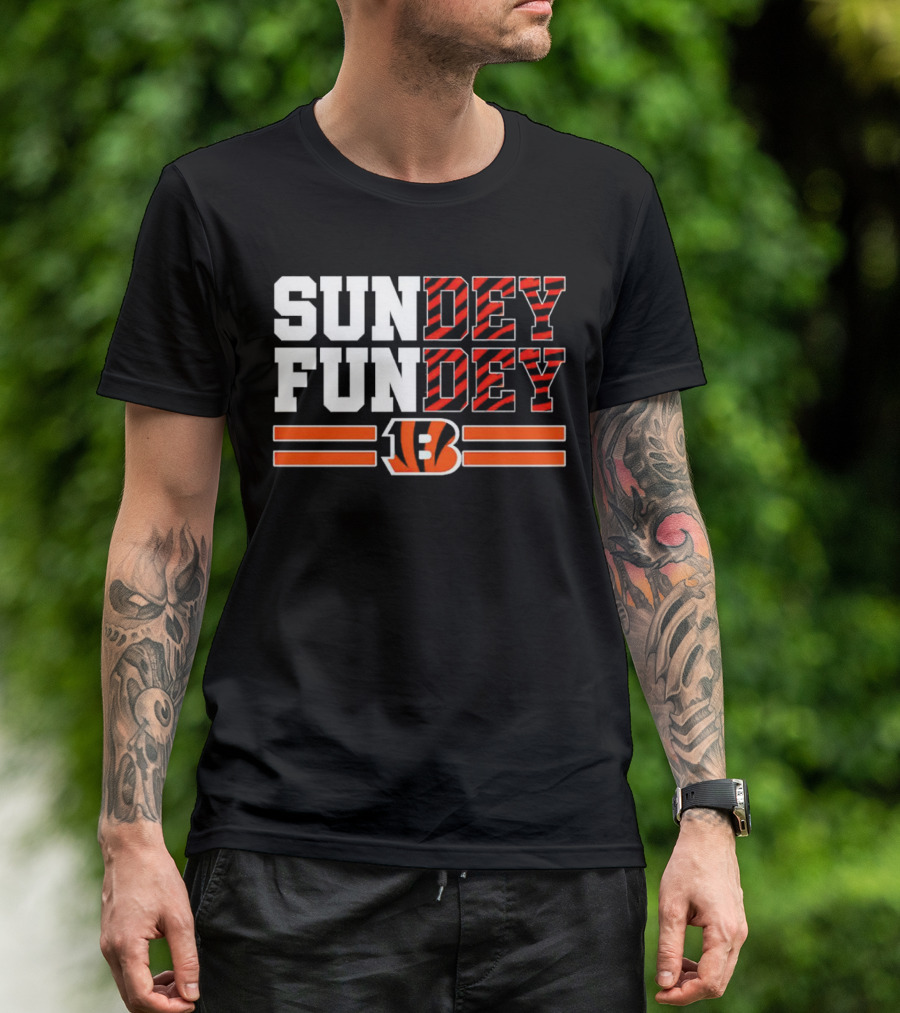 Cincinnati Bengals Sundey Funday B Logo Orange Stripes T-Shirt