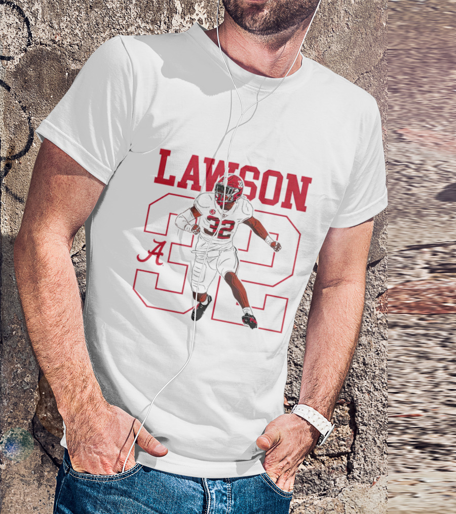 Lawson 32 Alabama Crimson Tide Football Caricature T-Shirt
