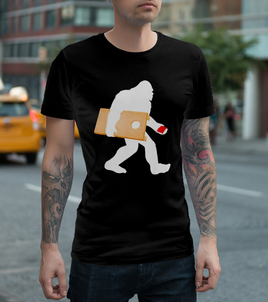 Bigfoot Cornhole Players Lawn Game Silhouette with Red Cup T-Shirt