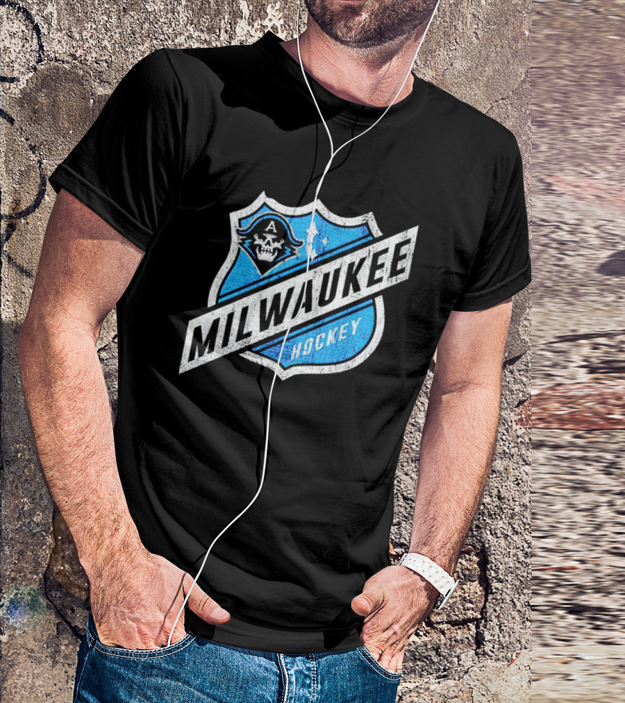 Milwaukee Hockey Admirals Badge Skull T-Shirt