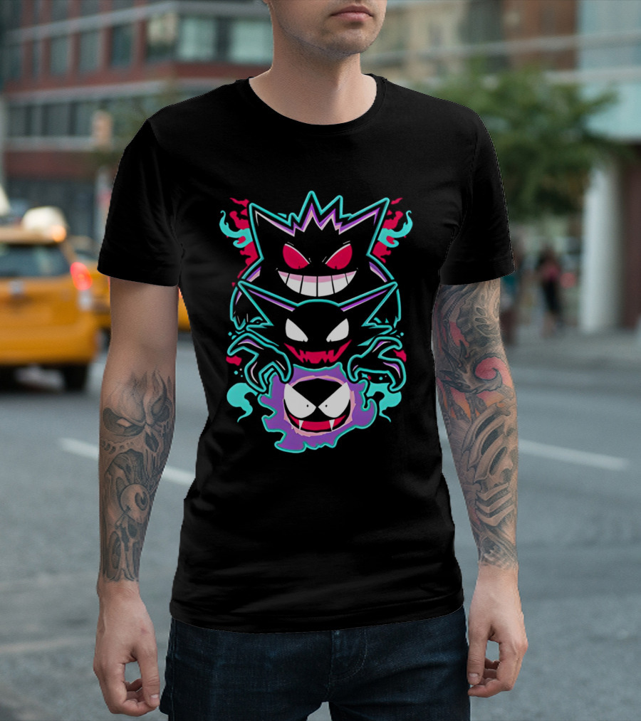 Pokemon Gengar Haunter Gastly Ghostly Trio T-Shirt